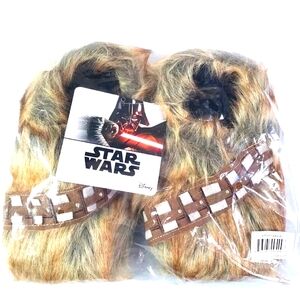 Star Wars Disney Chewbacca Slippers Brown Faux Fur Kids Size Large 9-10